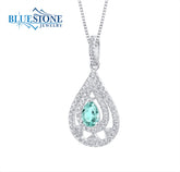 Sterling Silver Rhodium Plated Pendant with One 7mmx 5mm 1.00 Carat Pe